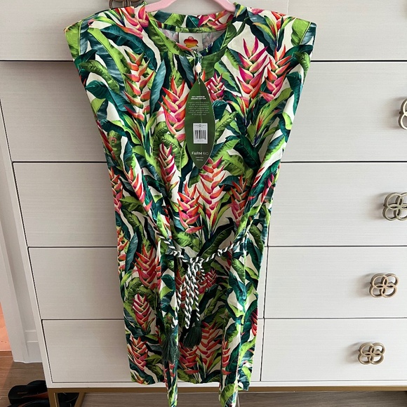 NWT FARM RIO Off-White Heli Leaves Organic Cotton T-Shirt Mini Dress SIZE M - Picture 3 of 3